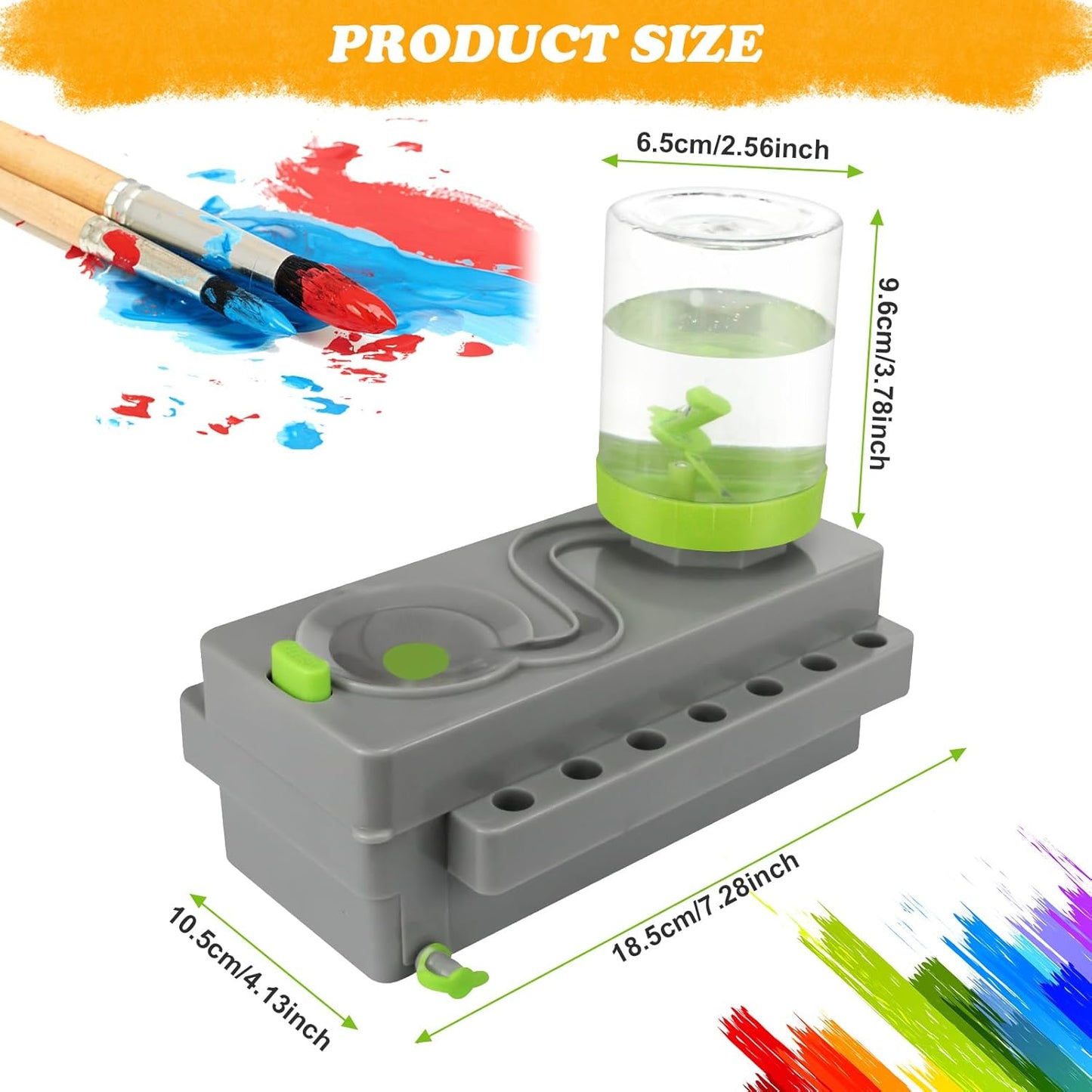 Brush Rinser Set Paint Cleaning Tools Makeup Brush Cleaner Machine, Paint Brush Cleaner Brush Rinser Running Water Circulation Paint Brush Cleaner (Grey Green)