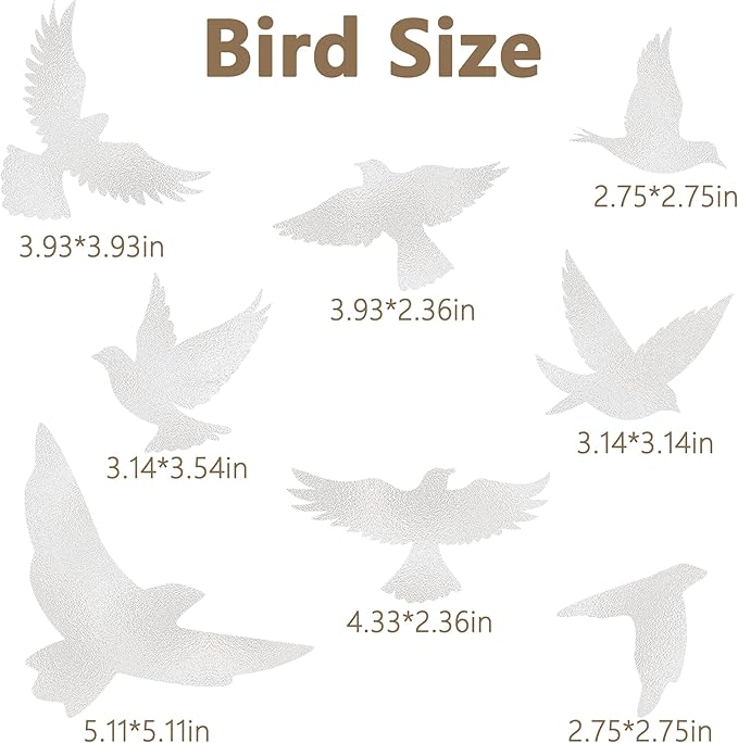 9 Sheets Bird Window Clings, Protect and Save Bird Strikes Window Stickers, Glass Door Stickers Decals, Stop Birds Flying into Windows Accessories Home Decorations