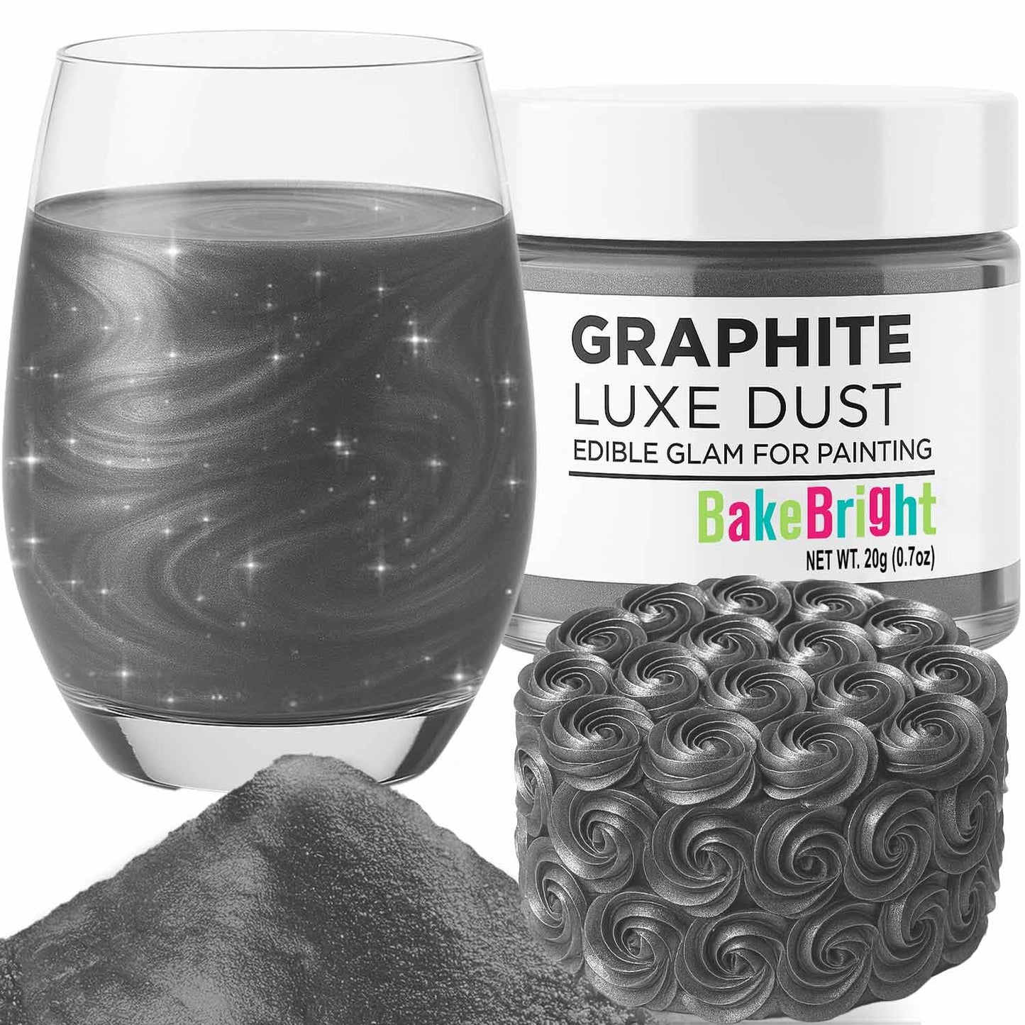 Bulk (20g) Black Luster Dust Edible Cake Decorations, Edible Black Dust for Cakes, Black Edible Luster Dust for Cupcake Decorations, Cake Drip, Black Fondant for Cakes and Black Edible Paint