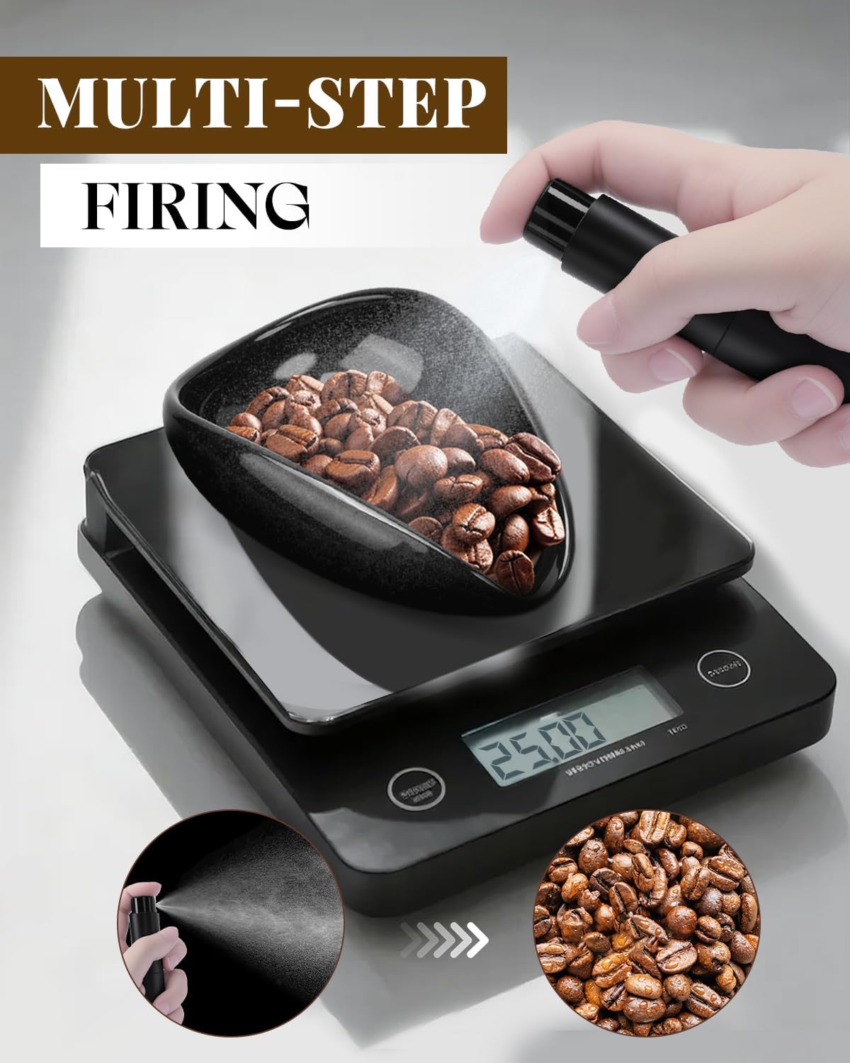 Ceramic Espresso Dosing Cup & 10ml Aluminum Glass Coffee Spray Bottle, Coffee Dosing Cup Precision RDT Kit for Baristas & Home Brewing, Black