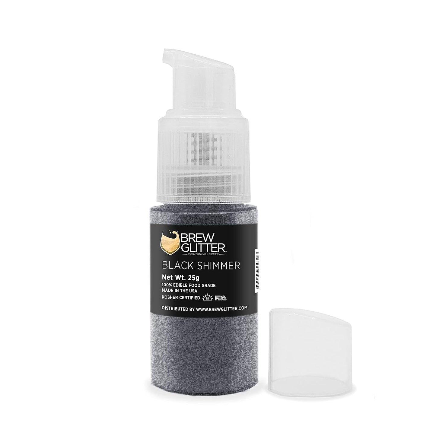 Brew Glitter - Black Shimmer (25g Spray Pump 1x Jar) | Edible Glitter for Drinks, Cocktails, Beer, Garnish & Beverages