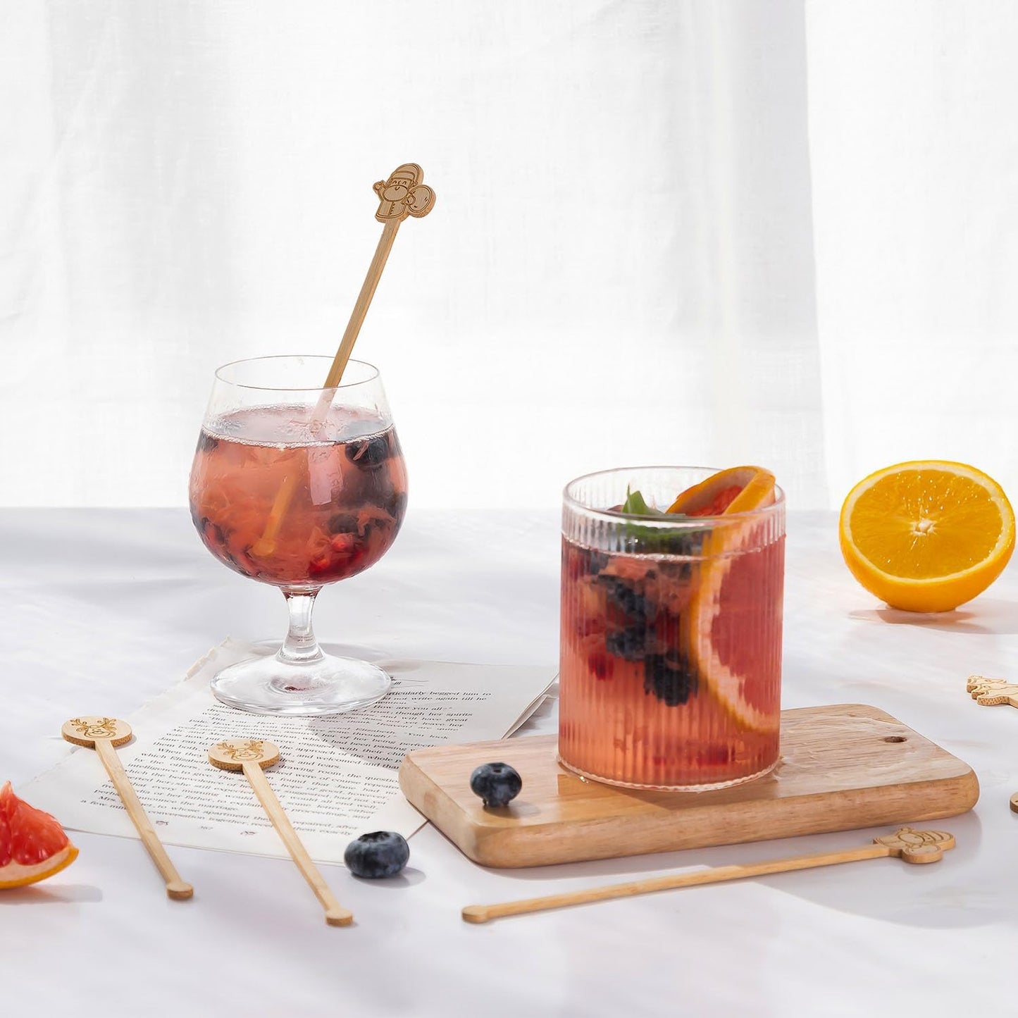 60 PCS Christmas Bamboo Coffee Blender 7 Inch Bamboo Blender Cocktail Blender Biodegradable Disposable Drink Blender for Christmas Office Milk Cocktail Tea Party Supplies