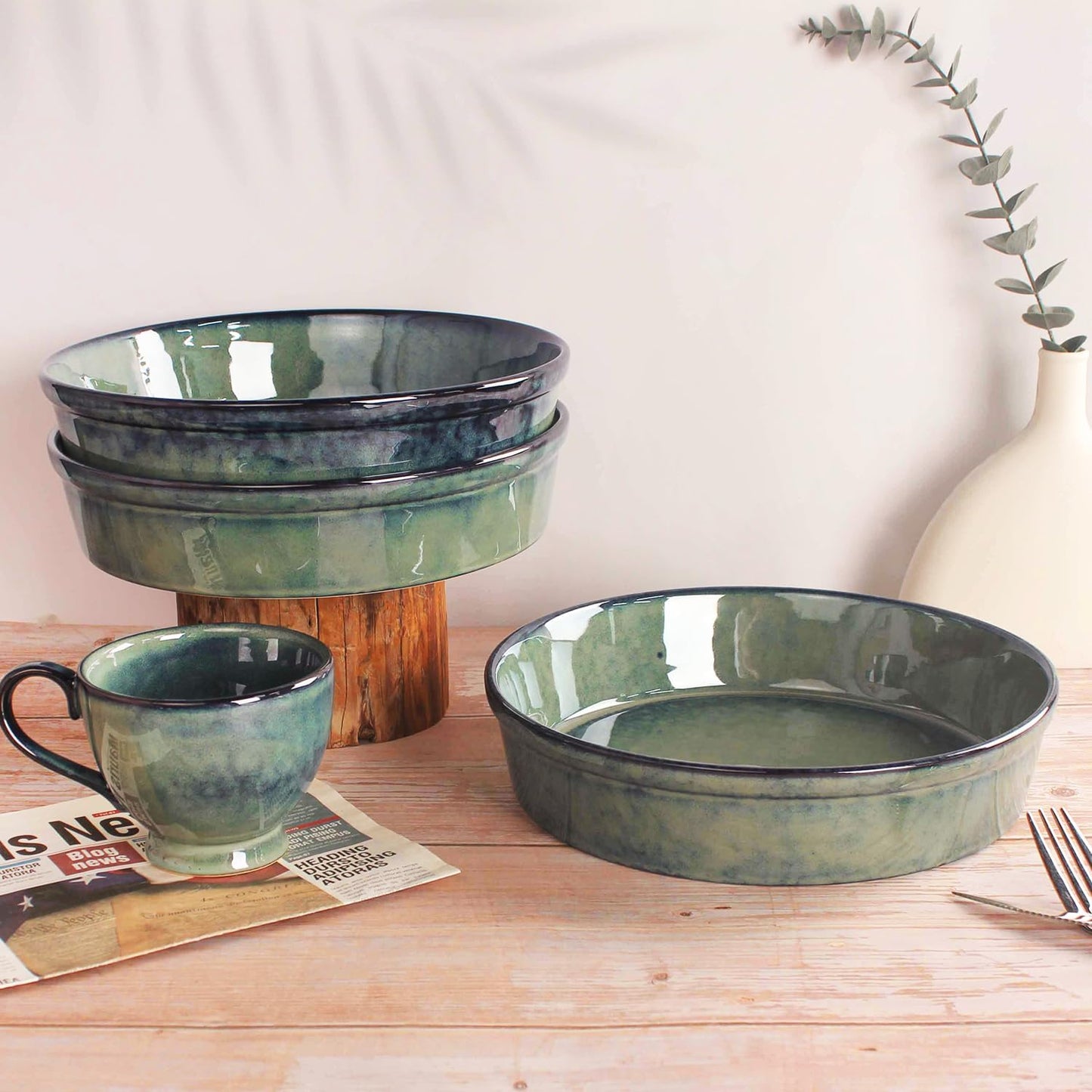 Ceramic Pie Pan Quiche Dish 2.3 Quart Baking Pan, 11 Inch Round Au Gratin Baking Dishes, Non-Stick Tart Pan, Pie Plate for Apple, Oven, Dishwasher and Microwave Safe