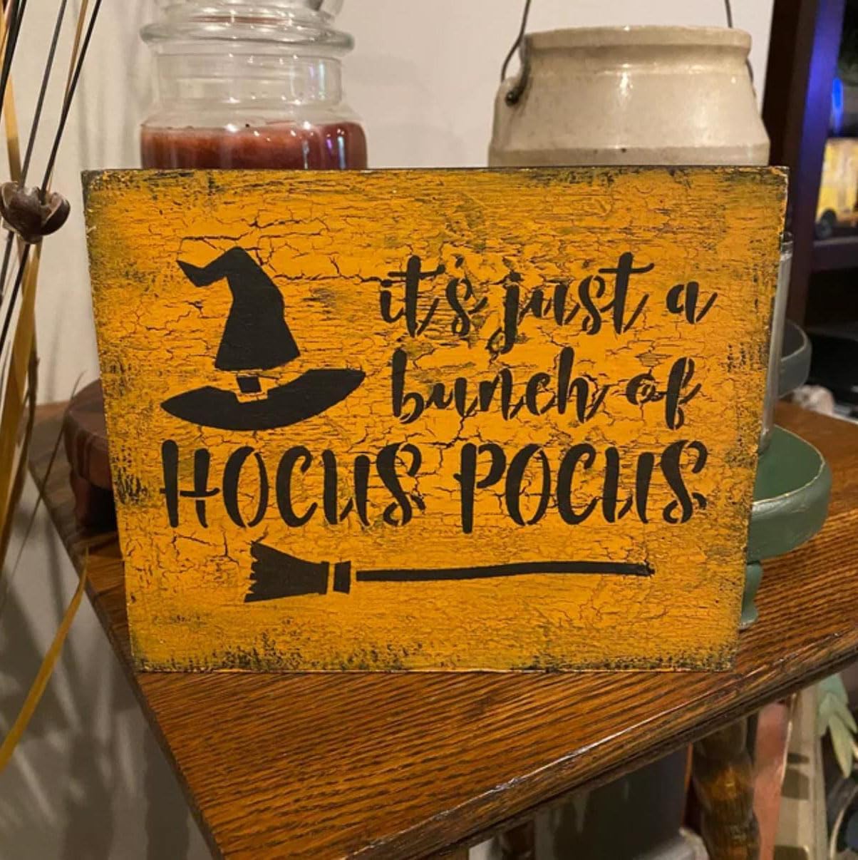 Halloween Stencils for Painting on Wood 12”x8” Large Halloween Stencil Boo Trick or Treat Bats Hocus Pocus Stencils for Door Mats Wood Sign T-Shirt Decor