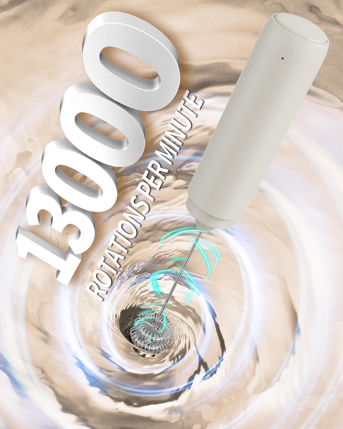 CIRCLE JOY Portable Rechargeable Milk Frother Hanheld, Dual Spring Whisk Electric Coffee Frother Wand Drink Mixer for Matcha Lattes Cappuccino, Kitchen Gifts, Beige