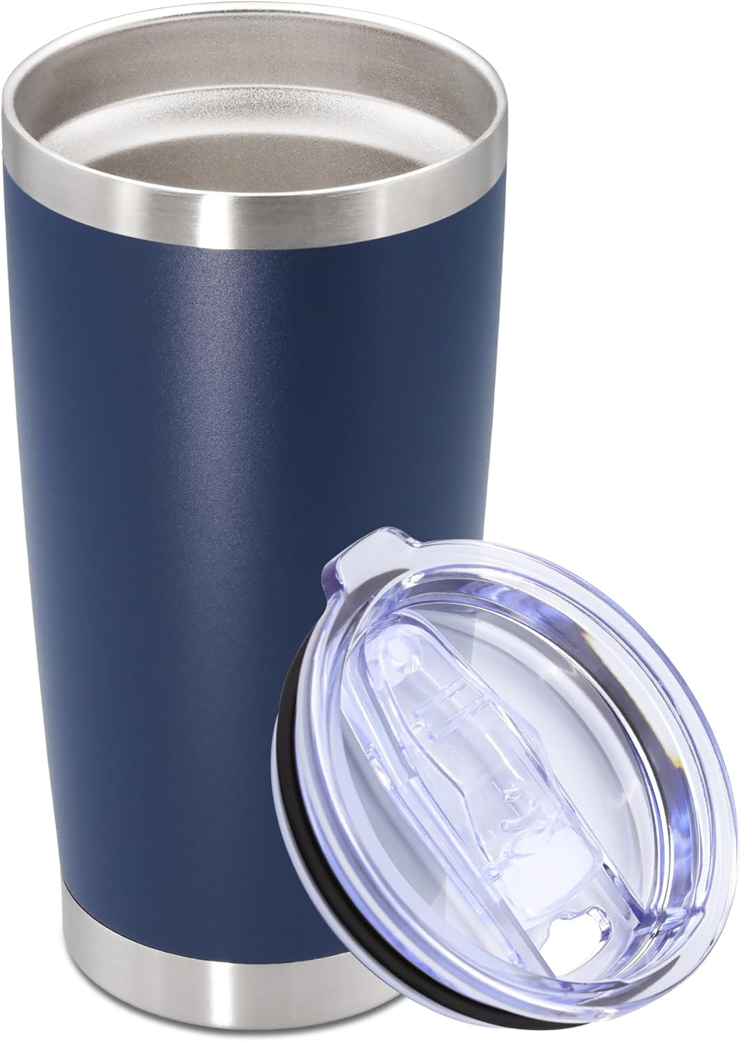 20oz Tumbler Stainless Steel Tumbler Cup with Lid Vacuum Insulated Double Wall Travel Mug, Durable Powder Coated Travel Coffee Tumbler Mug for Hot & Cold Drinks, Navy,1 Pack