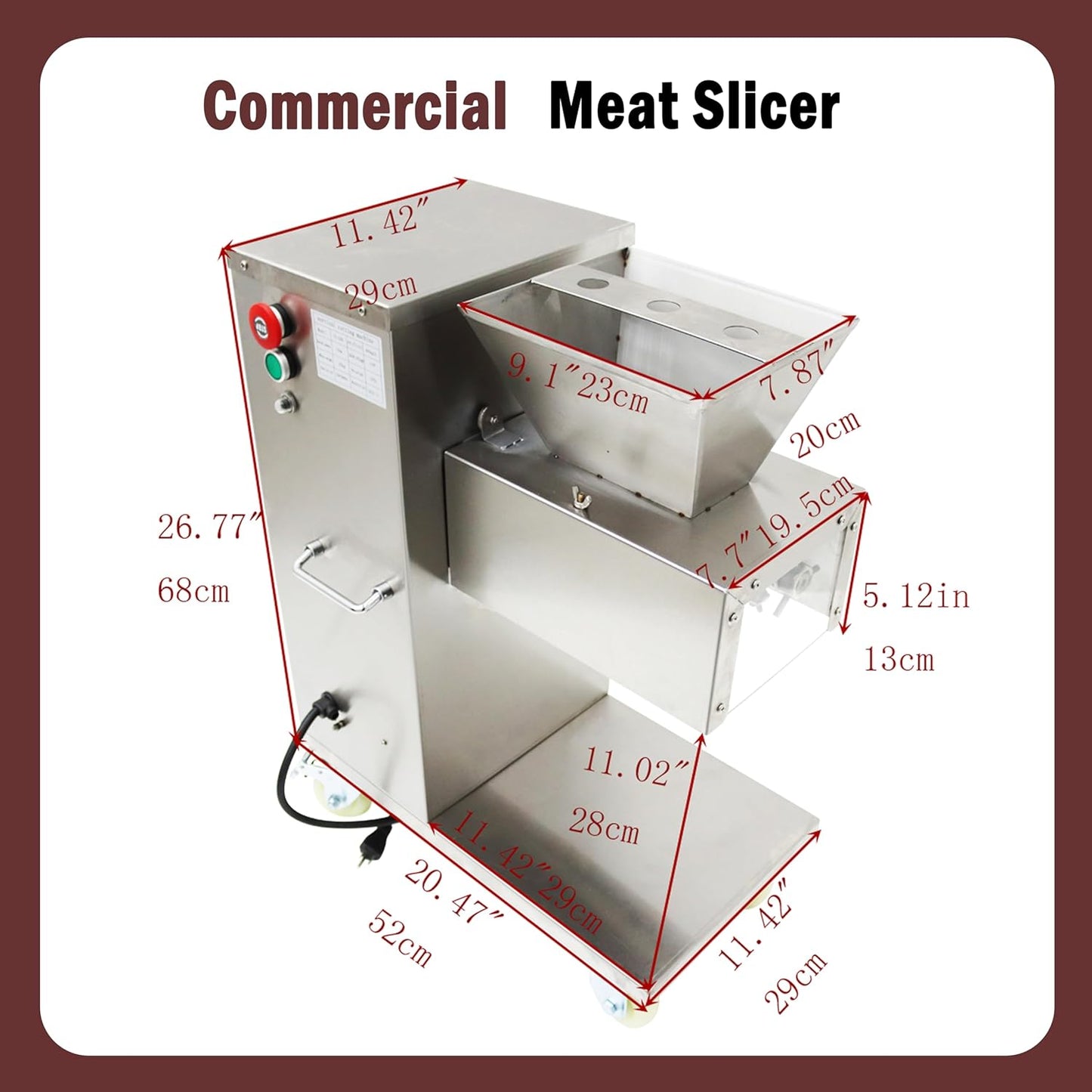 Commercial Meat Cutter Machine Meat Slicer Machine Electric TJ-130L Stainless Steel with 4.5mm Blade 110V 750W 400KG/H for Catering Businesses