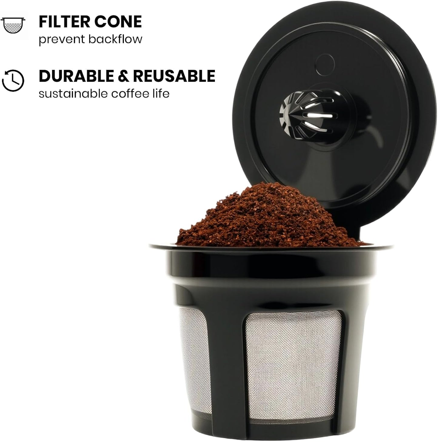4-Pack Roogaluckeep Reusable K Cup for Keurig, Black BPA Free Refillable K-Cup Pod Coffee Filters, Universal Fit Refillable Coffee Filters for 1.0 and 2.0 Keurig Coffee Makers