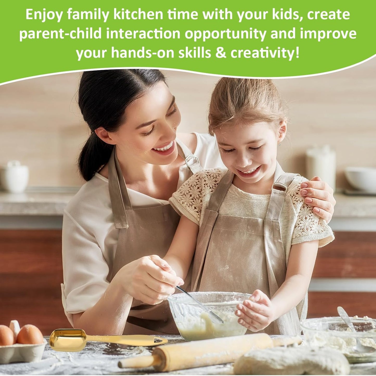 2 Pcs 3/4 Teaspoon(| 3.75 mL | 3/4 Tsp | 1/4 Tbsp | 3.75 cc | 1/8 oz) Stainless Steel Single Measuring Spoon, Long Handle Metal Measuring Spoon, Kitchen Gadgets for Cooking & Baking(Gold)