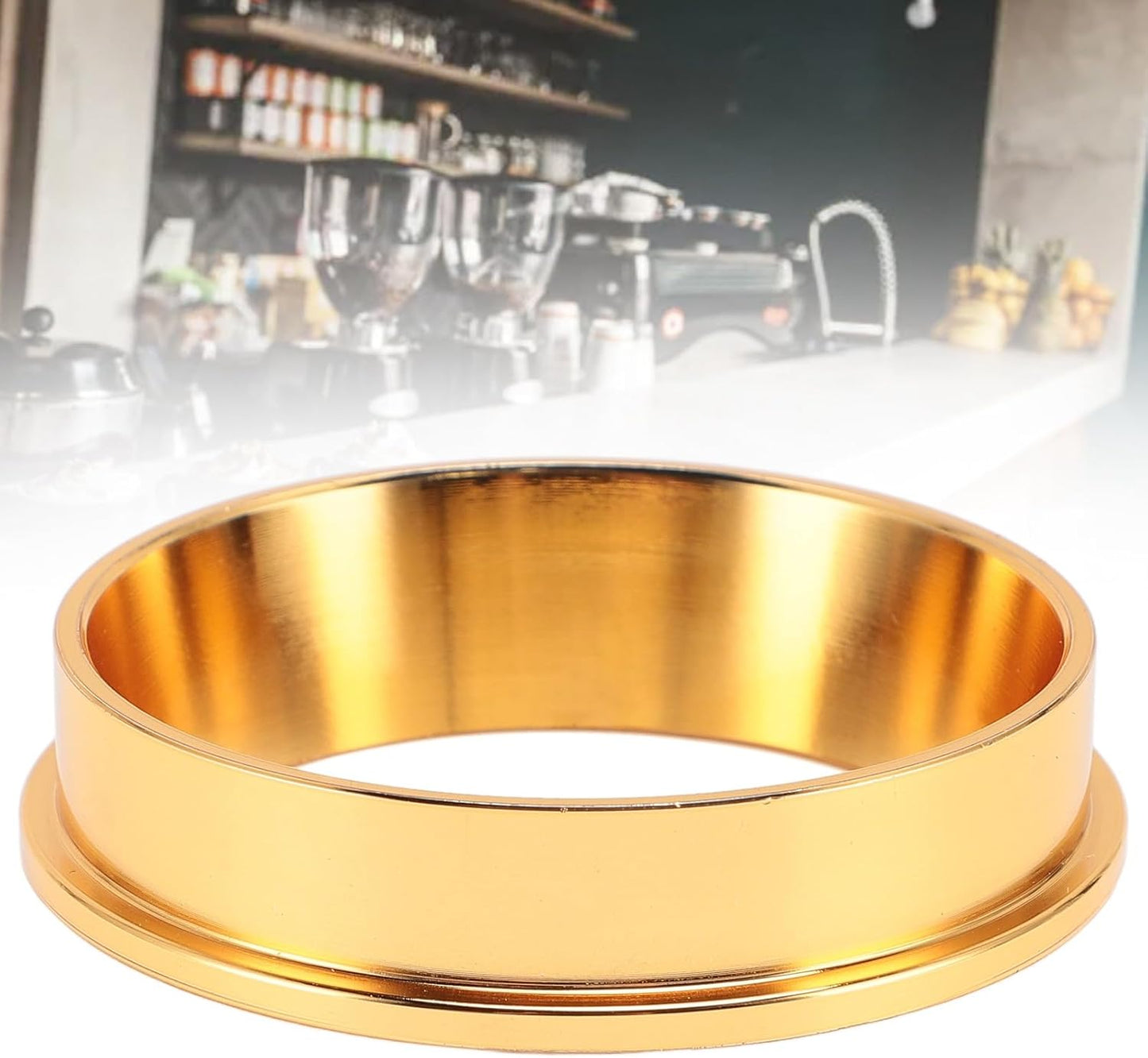 58MM Coffee Dosing Funnel, 304 Stainless Steel Coffee Dosing Ring, Universal Coffee Dosing Ring Replacement for Home Coffee Machine Tools, Gold