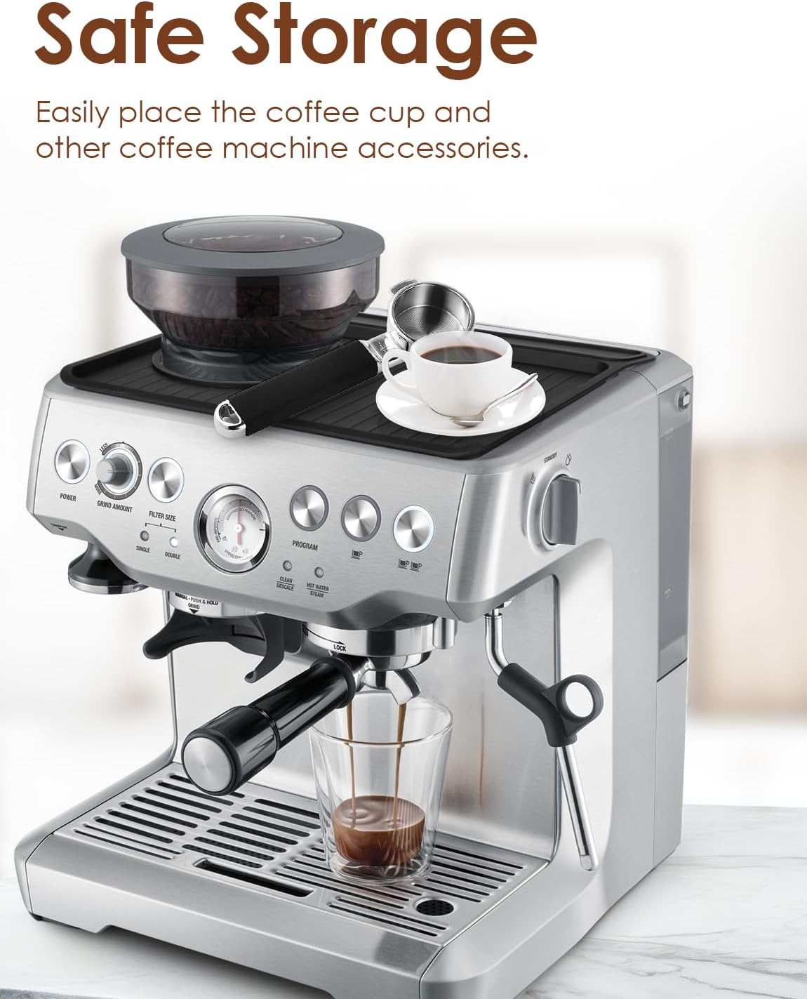 Tamping Mat compatible with Breville 870/880, Silicone Top Cover for Espresso Machines - Non-Slip, Scratch Proof Coffee Accessories (11"x9.25", Black)