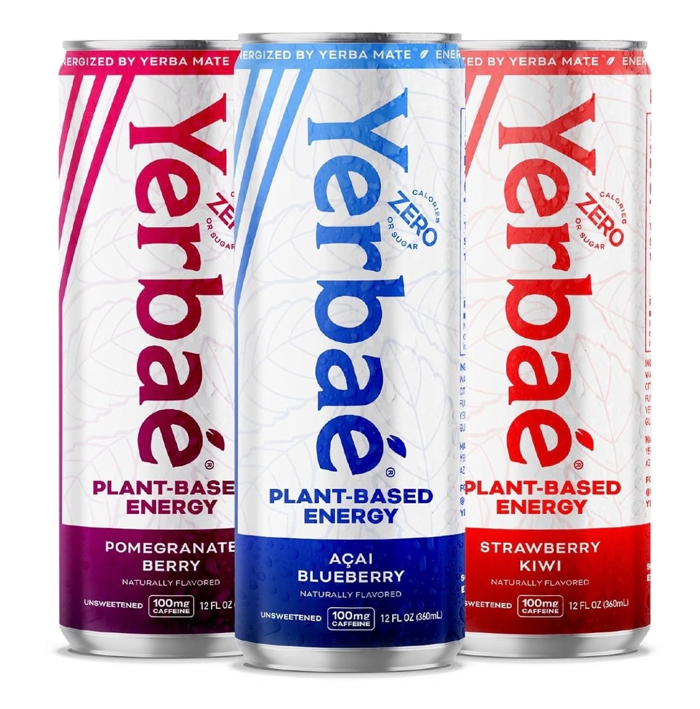 Yerbaé Energy Seltzer - Variety Tropical Pack, No Sugar/Calories/Carbs. Energized by Yerba Mate, Naturally Caffeinated & Plant-Based, Healthy Alternative to Coffee/Sugary Sodas, Pack of 12, 12oz cans