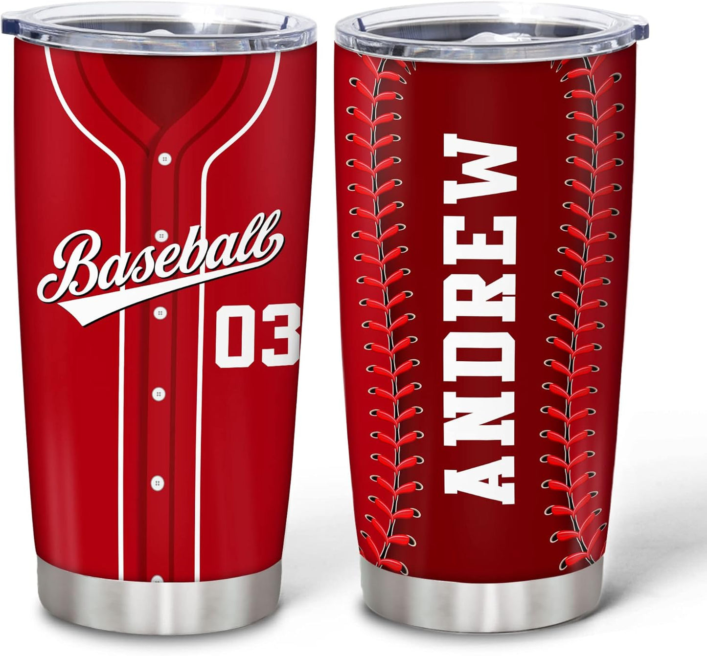 Hyturtle Personalized Baseball Tumbler Baseball Players Design Stainless Steel Double Walled Vacuum Insulated Tumblers 20oz30oz Coffee Travel Mug Cup Christmas Gift For Men Boys Friends Dad Sports Fan