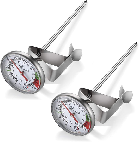 KT THERMO Instand Read 2-Inch Dial Thermometer(2 Pack),Best for The Coffee Drinks,Chocolate Milk Foam