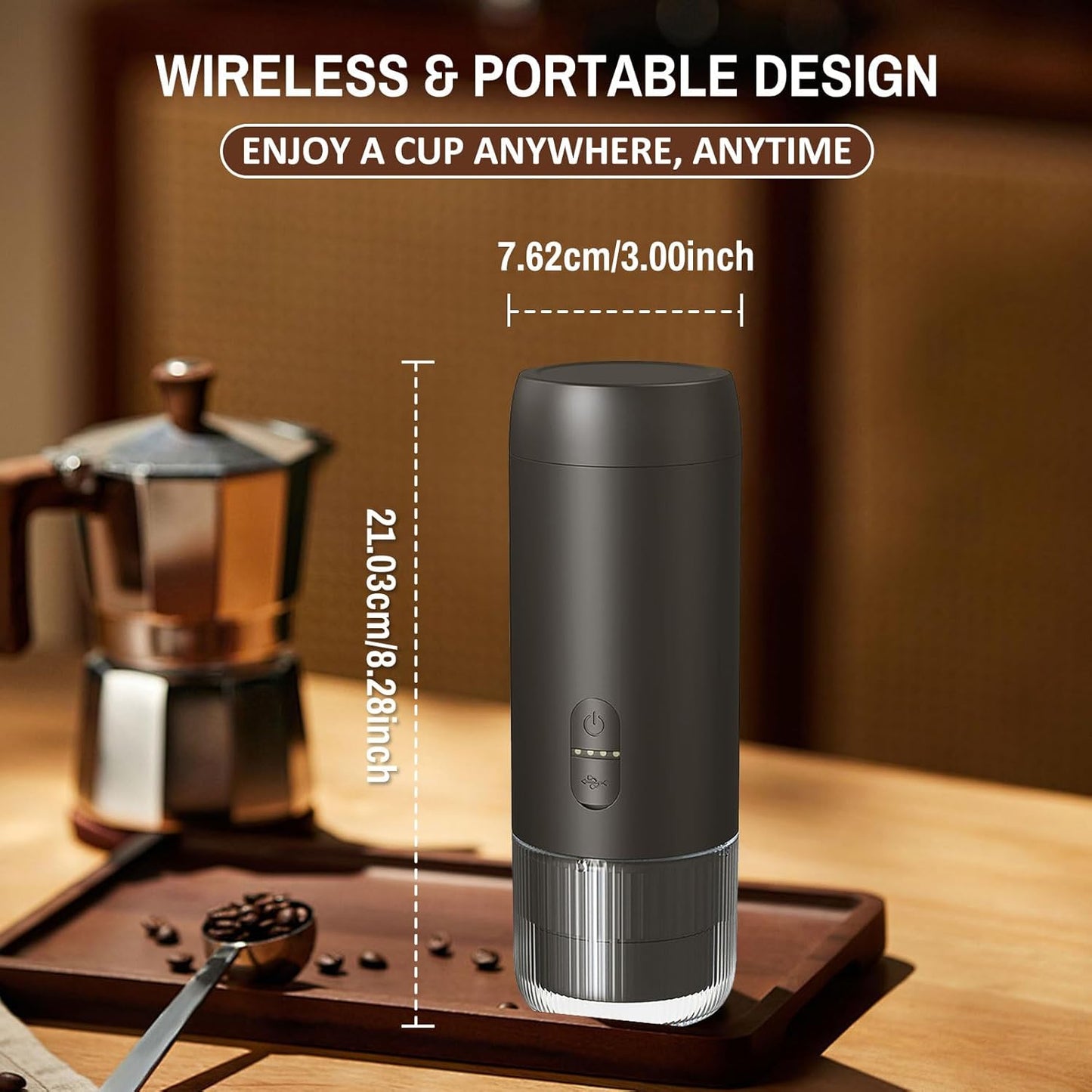 Portable Coffee Maker Espresso Machine, Suitable for coffee powder, capsule coffee, convenient for RV camping, hiking, picnicking, office and home use