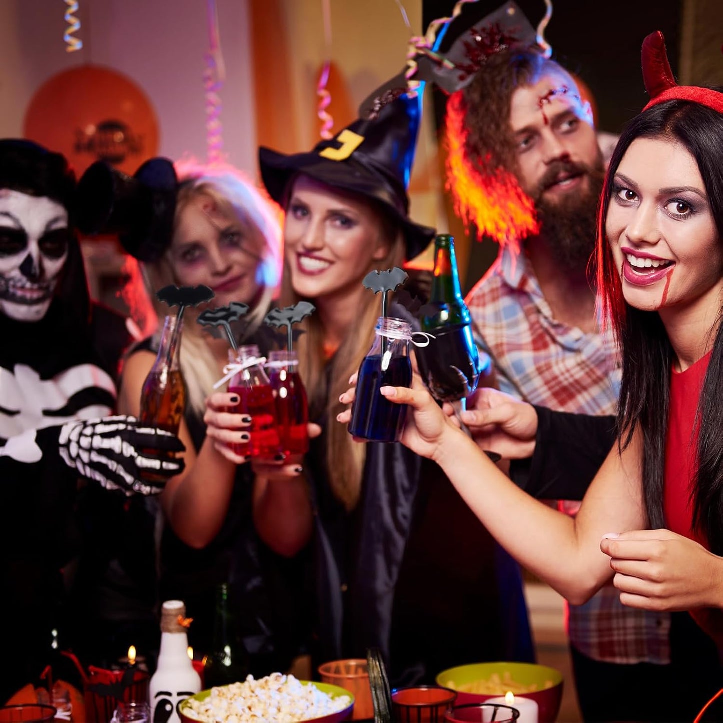 30 Pcs Halloween Swizzle Sticks Plastic Coffee and Cocktail Stirrers Fall Thanksgiving Drink Stirrers Cocktail Mixers for Halloween Fall Autumn Party Tea Coffee Bar Decoration(Bat)