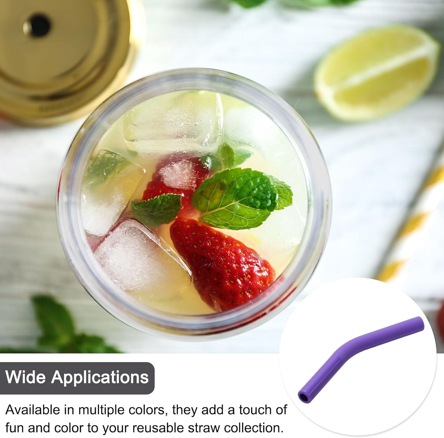 uxcell 12Pcs Silicone Straw Tips, Silicone Straw Elbows Tip, Soft Reusable Metal Straw Covers Fit for 6mm/0.24" OD Stainless Steel Straws, Purple