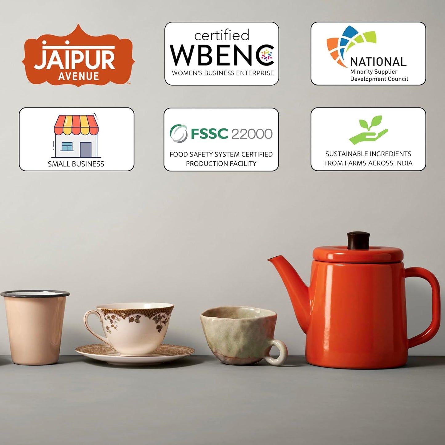 Jaipur Avenue Masala Chai Tea Mix Crafted with All-Natural Assam Black Tea, Masala, Cane Sugar, and Premium Dry Milk - Preservative-Free, Gluten-Free, Authentic Indian Chai Tea Latte (15 Servings)