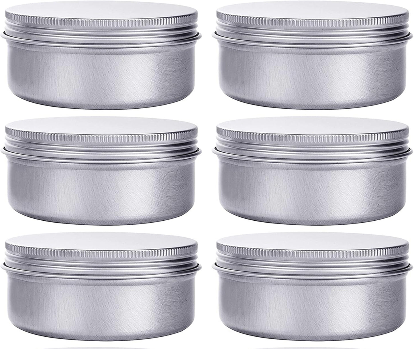 6 Ounce Aluminum Cans 180 mL Screw Lid Metal Storage Tins Containers for Storing Spices, Candies, Lip Balm, Candles, 6 Pcs.