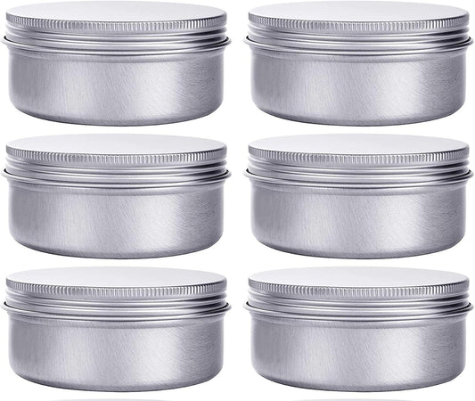 6 Ounce Aluminum Cans 180 mL Screw Lid Metal Storage Tins Containers for Storing Spices, Candies, Lip Balm, Candles, 12 Pcs.