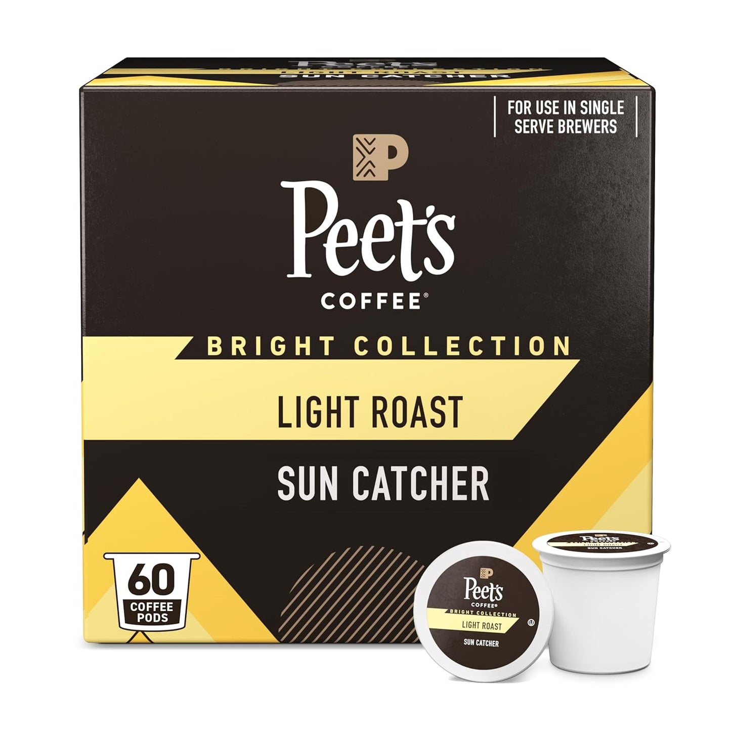 Peet's Coffee, Light Roast Single Serve Coffee Pods - Sun Catcher 60 Count (6 Boxes of 10 Pods)