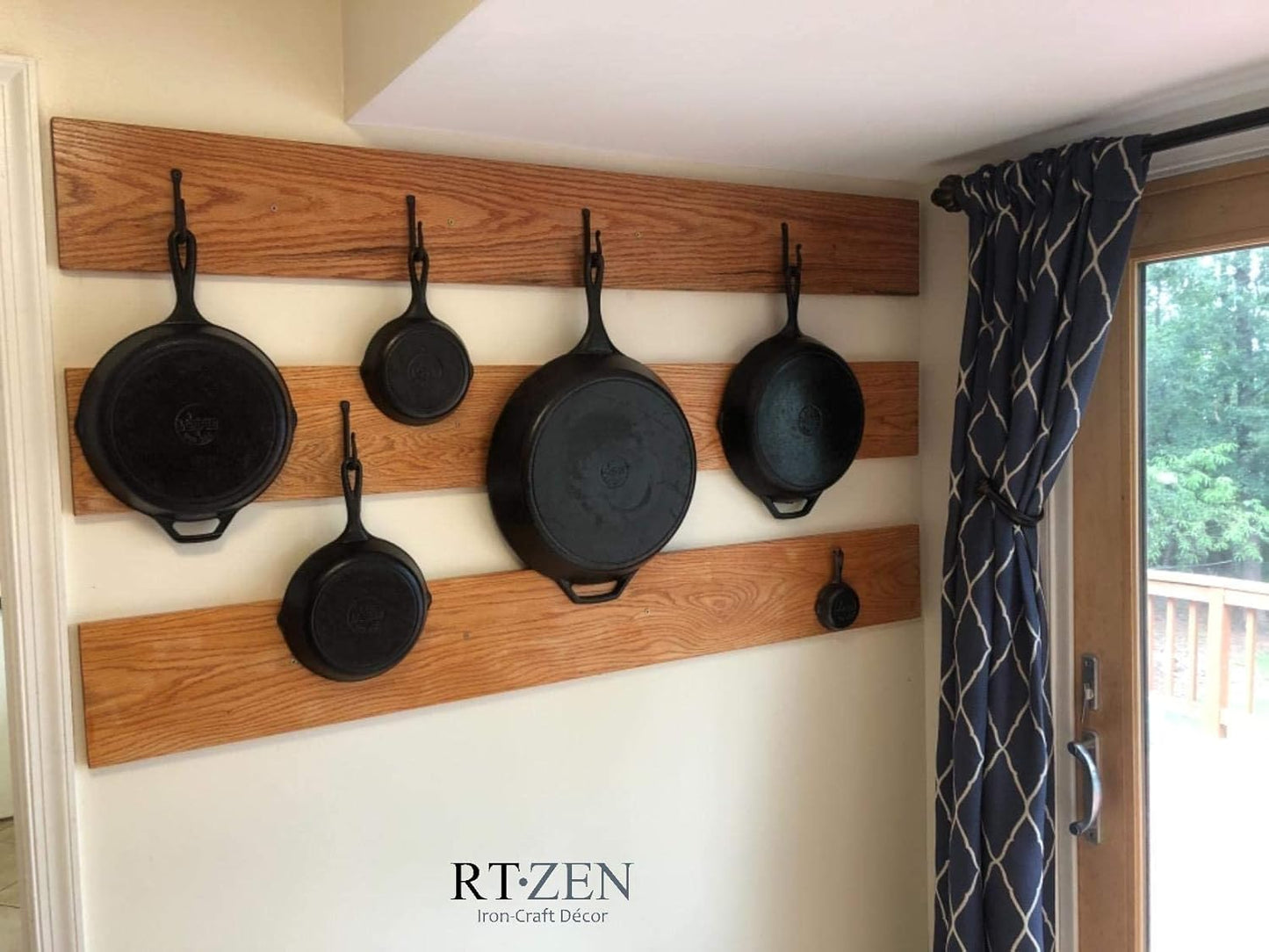 RTZEN Wall Mount Hook Set - Wrought Iron Decorative Rustic Metal Coat Hooks for Hanging - Handcrafted Classic Farmhouse Wall Mounted Black Hooks for Towel Robe or Hat Hanging - 3 Pack