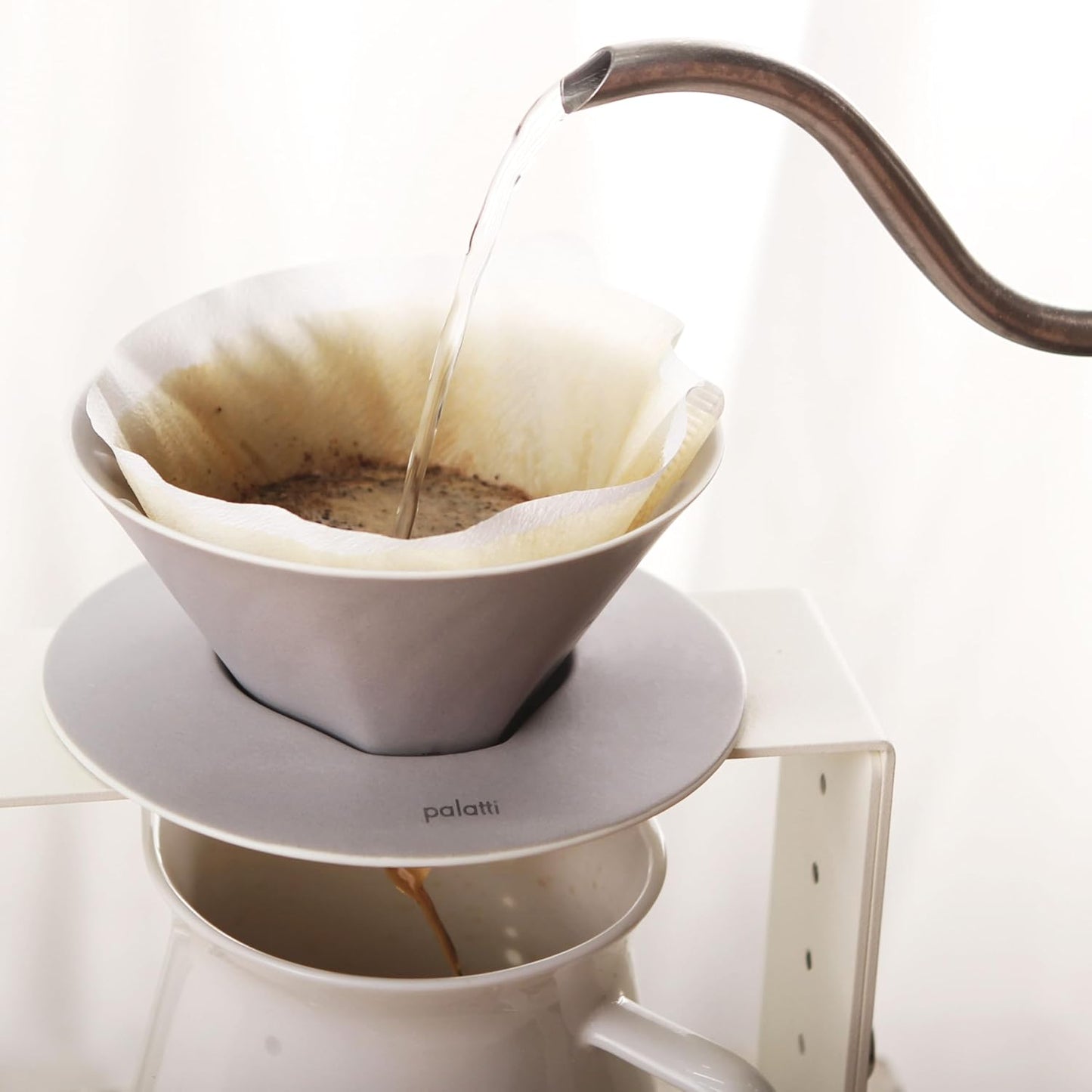 palatti Mist Porcelain Pour Over Coffee Dripper, Ceramic Pour Over Coffee Maker, Adapt to V60 Styles Cone Filters, Faster Flow Rate, Interchangeable Wall and Base, 1-4 cups