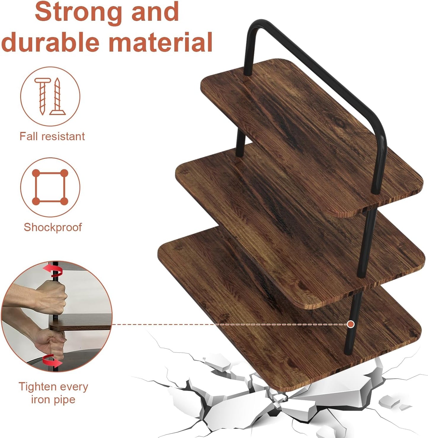 Cupcake Stand, 3-Tier Dessert Stand for 68 Cupcakes, Wood & Metal Tower Display Premium Holder Dessert Tree Tower for Wedding Graduation Birthday Christmas Party, Serving Tray