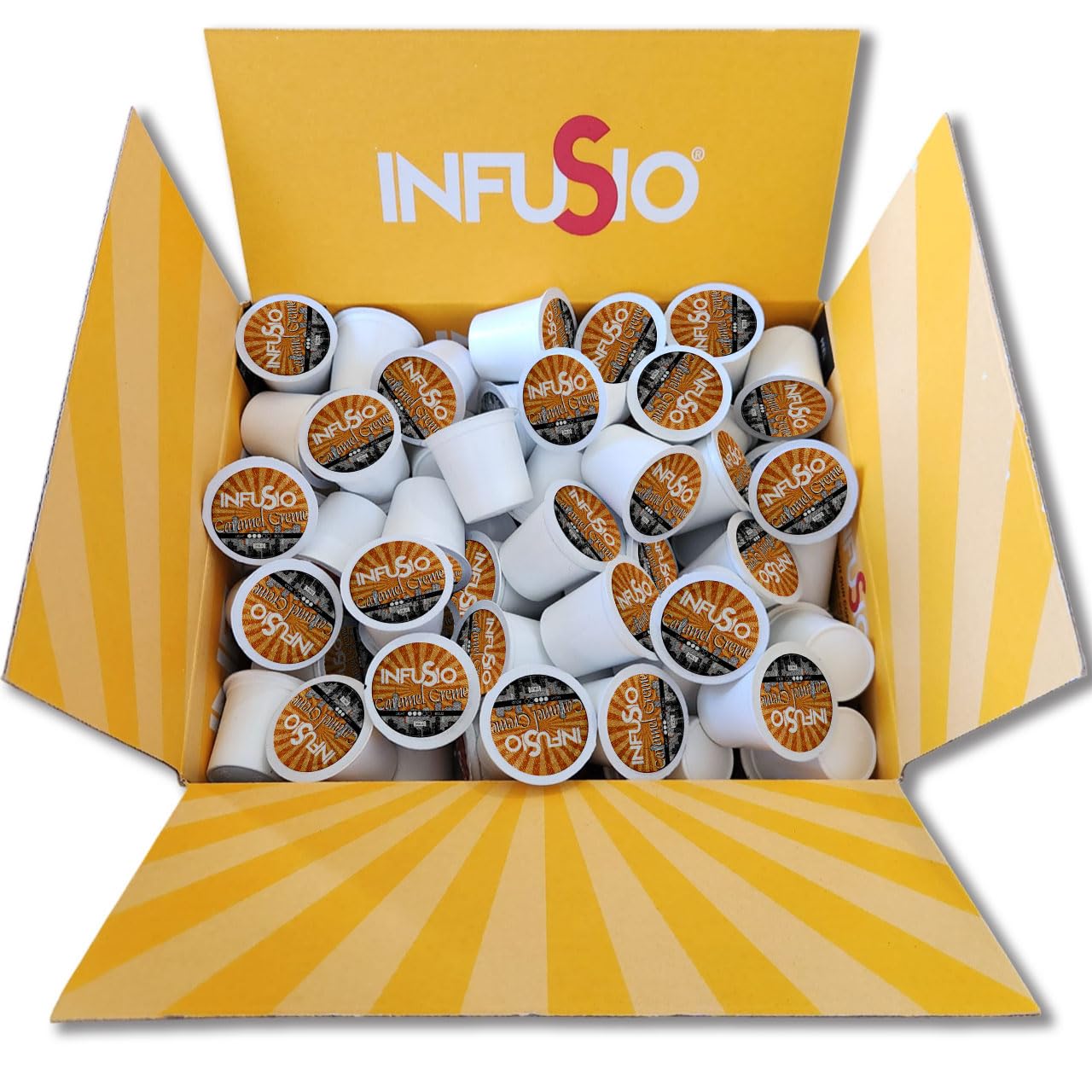 InfuSio Coffee Pods 96 Count - Caramel Crème, Medium Roast Single Serve Coffee Pods for Keurig K Cups Brewers - InfuSio Premium Roasted Keurig 2.0 Compatible