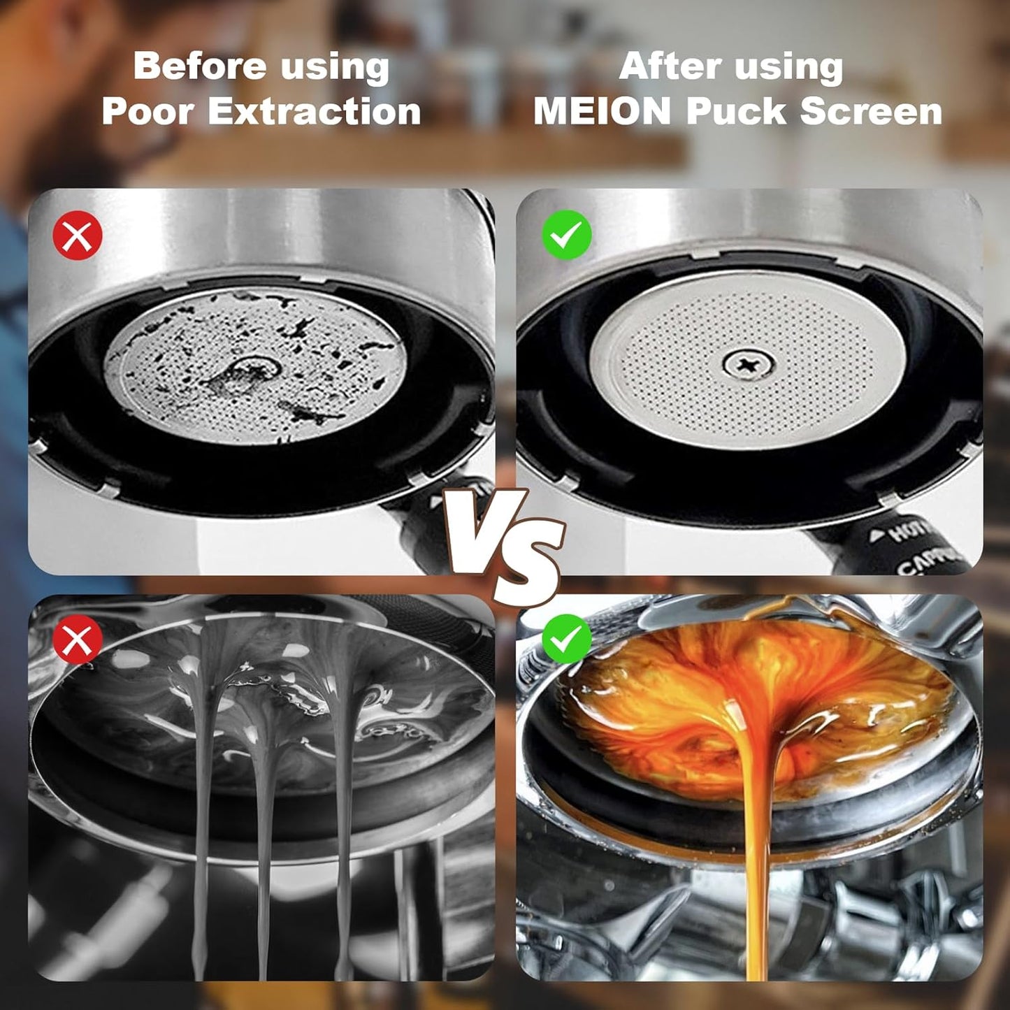 MEION 53.3mm Espresso Puck Screen-3 Pack 0.2mm Ultra Thin Espresso Puck, Stainless Steel Reusable Coffee Filter, Compatible with Espresso Machine 54mm Portafilter Basket