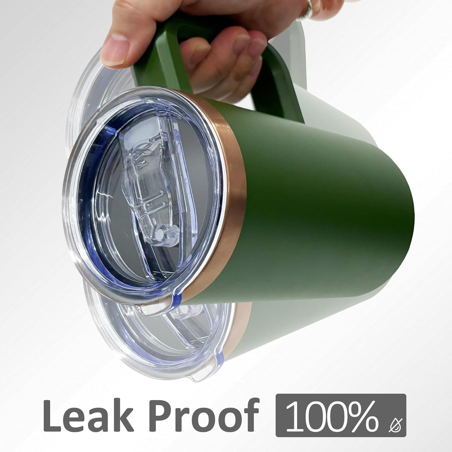 20 oz Insulated Coffee Mug with Lid, Stainless Steel Coffee Tumbler Bulk, Double Wall Vacuum Travel Mug with Handle, Leakproof Powder Coated Coffee Cups for Hot and Cold Drinks (Army Green,1 pack)