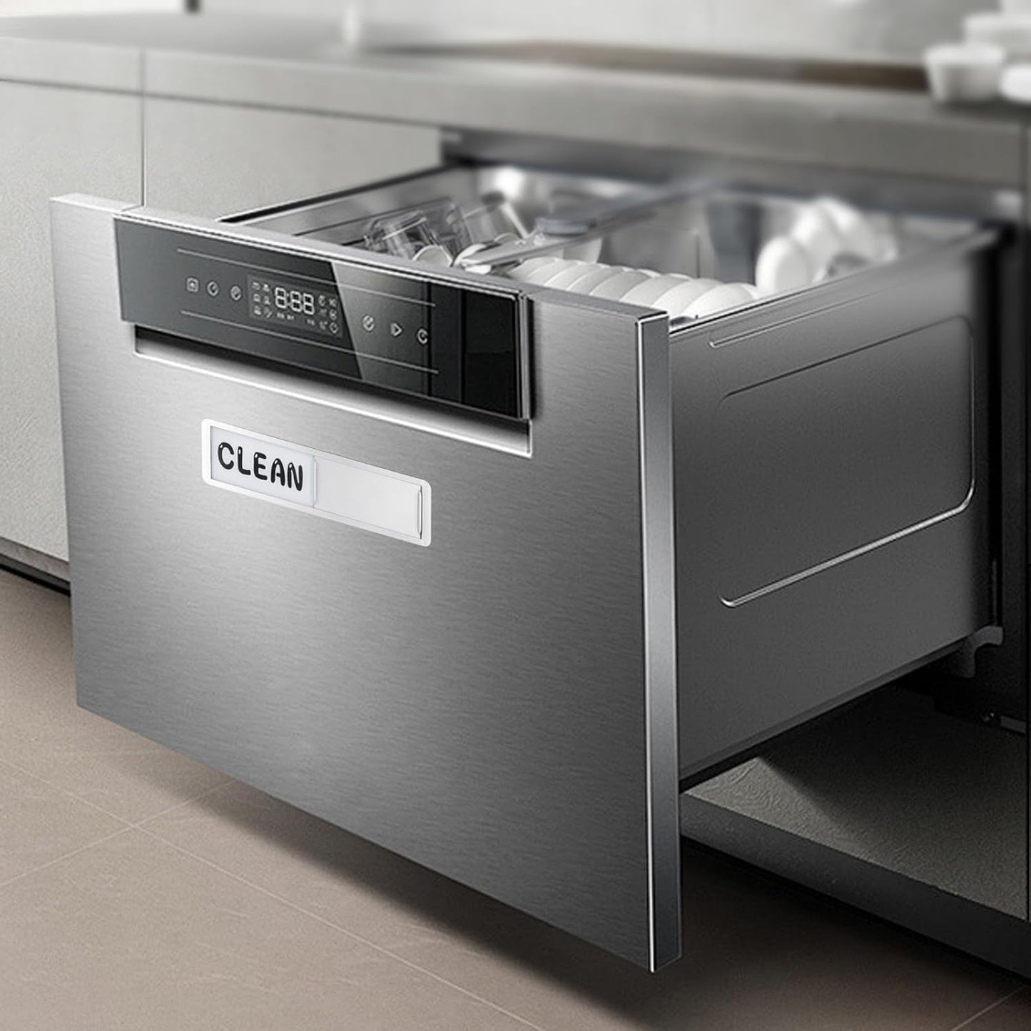 Dishwasher Magnet Clean Dirty Sign，Clean and Dirty Dishwasher Sign，Clean Dirty Magnet for Dishwasher，Dishwasher Clean Dirty Sign,Works for All Dishwashers，Dishwasher Accessories（Silver）