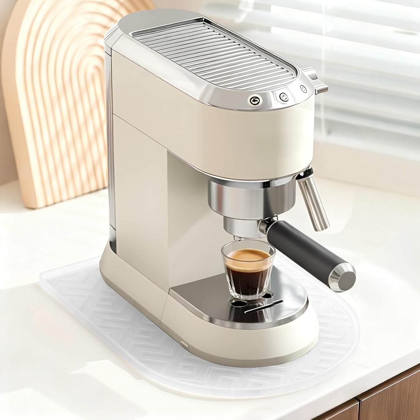 Silicone Coffee Mat,15.8"x 11.8"in Bar Mat for Countertop,Heat-Resistant,Non-Slip,Leak-Proof,Fit for Coffee Maker/Espresso Machine-Translucent