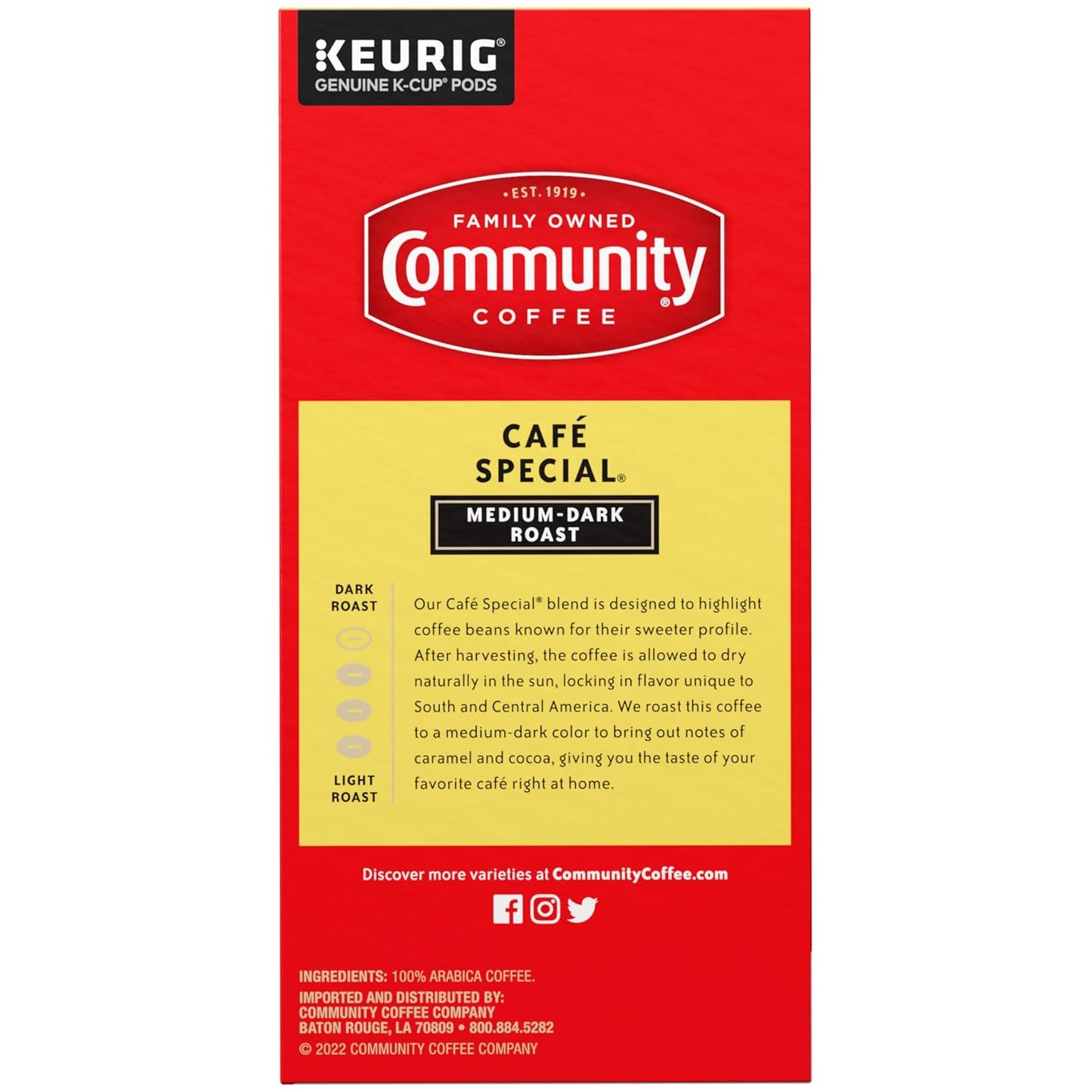 Community Coffee Café Special Medium-Dark Roast Single Serve Keurig K-Cup Pods 32 ct Box