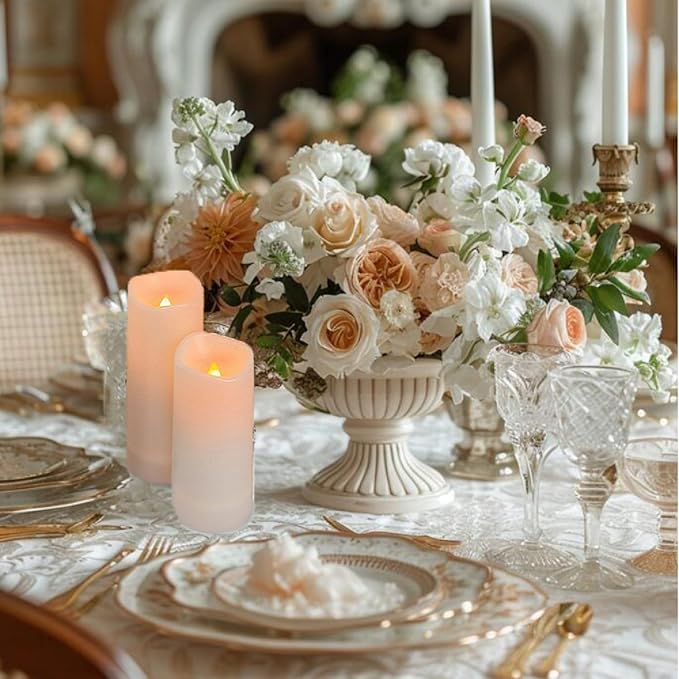 Aignis 12pcs Flameless LED Candles Battery Operated with 10-Key Remote Timer, Outdoor Indoor Waterproof, Warm Flickering Glow for Cozy & Romantic Home/Wedding/Holiday Décor(D2.2''xH4/5/6/7'')