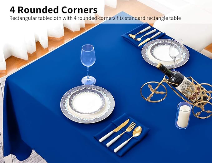Surmente Blue Tablecloth 60 x 102-inch Rectangular Polyester Table Cloth for Weddings, Banquets, or Restaurants