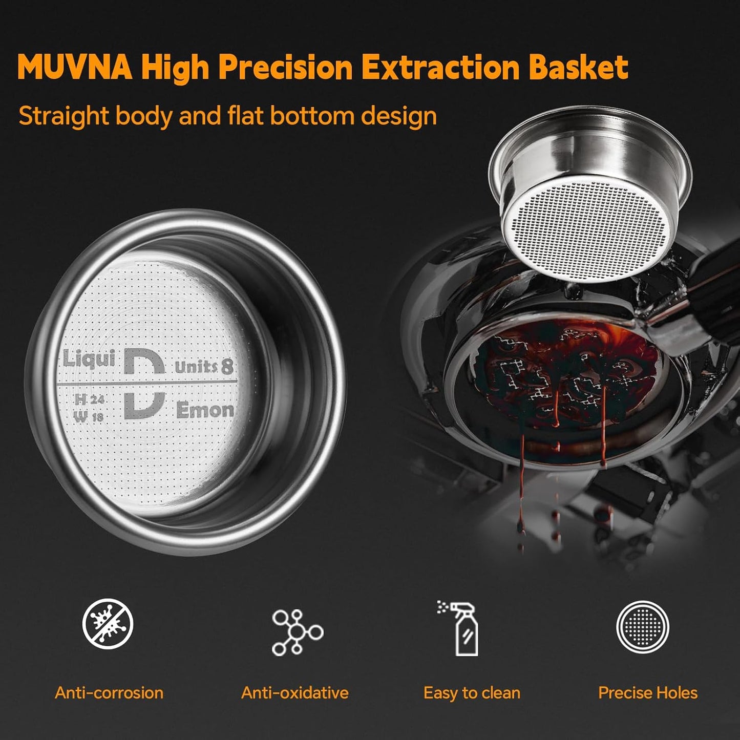 58MM Espresso Portafilter Basket, 18g Coffee Paper Filters, High Precision Extraction Portafilter Basket Filter, Fits for Most 58MM Coffee Machines