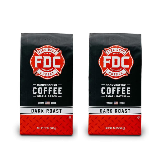 Fire Department Coffee - Gives Back to Firefighters - Dark Roast Coffee Beans - Bold & Smooth - Roasted in the USA - Veteran Owned (12 oz, Pack of 2)