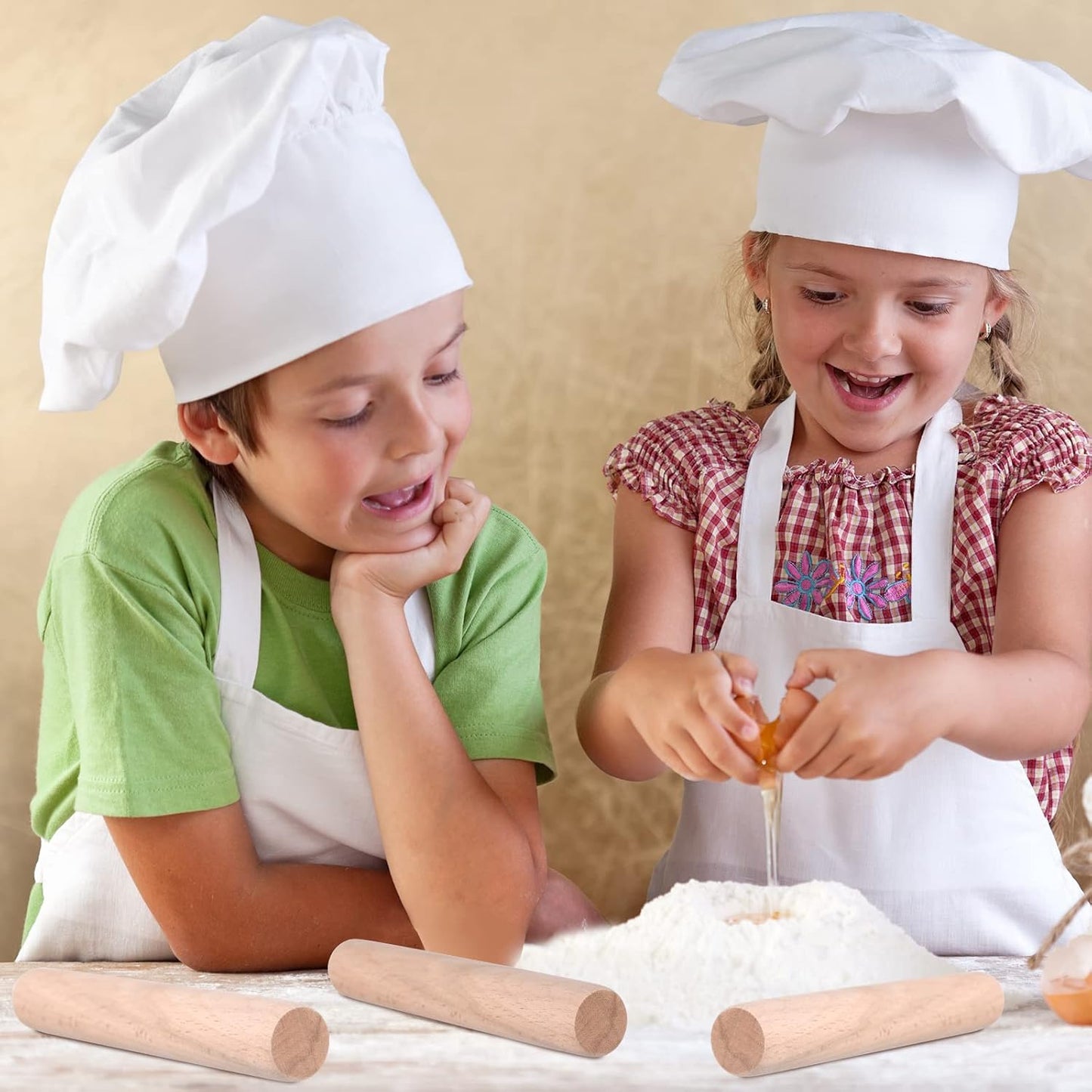 Patelai Small Wooden Rolling Pin, Dumpling Dough Roller Wooden Mini Rolling Pins Kitchen Utensil Tool for Fondant, Pasta, Bread, Pastry, Cookies, Pizza, Pie, Cylinder Style, 6.3 Inch (30 Pieces)