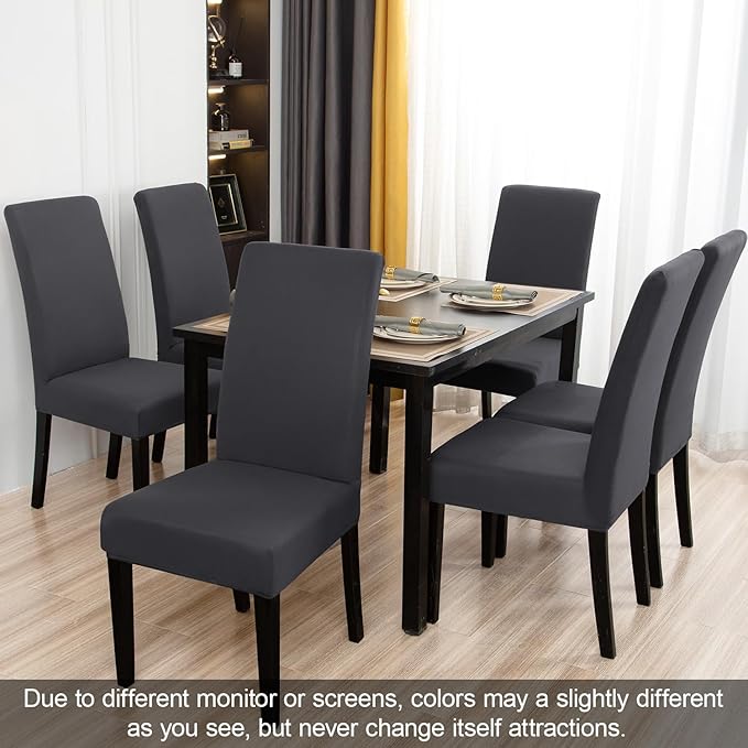 JQinHome 4 Pcs Dining Chair Slipcover, High Stretch Removable Washable Chair Seat Protector Cover for Home Party Hotel Wedding Ceremony