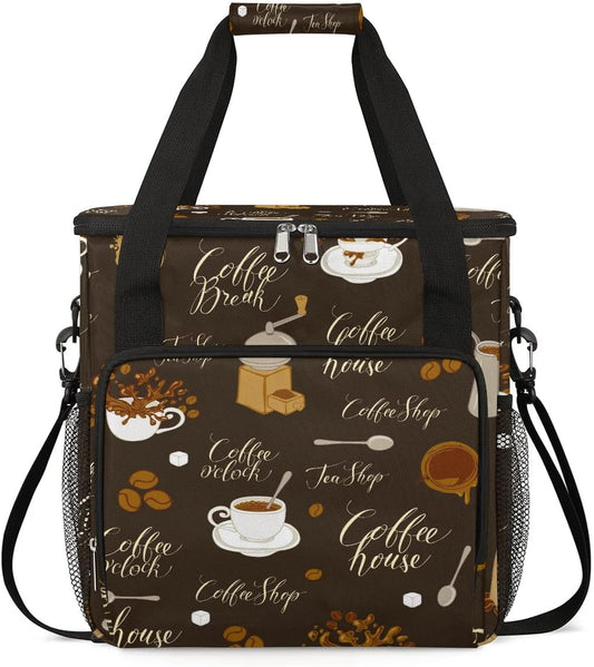 coffee sugar coffee beans Coffee Maker Carring Bag Travel Carrying Storage Tote Bag Compatible with Keurig K-Mini or K-Mini Plus Portable Single Serve Coffee Brewer Case with Pockets for K-cup Pods