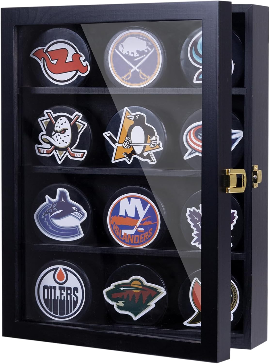12pcs Hockey Puck Display Case,Puck Display Case,Hockey Puck Case Wall Mount,Hockey Puck Holder,Hockey Puck Display Box,Hockey Puck Shadow Box