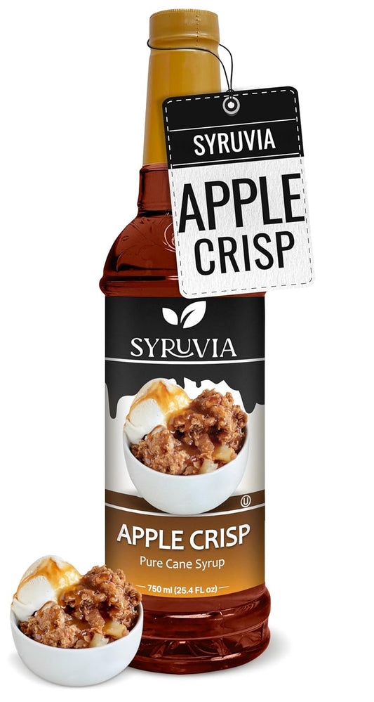 Syruvia Apple Crisp Coffee Syrup - 25.4 fl oz - Kosher Coffee Syrups, Gluten Free, No Coloring, Perfect for Drinks, Soda, Shakes, Desserts, and More.
