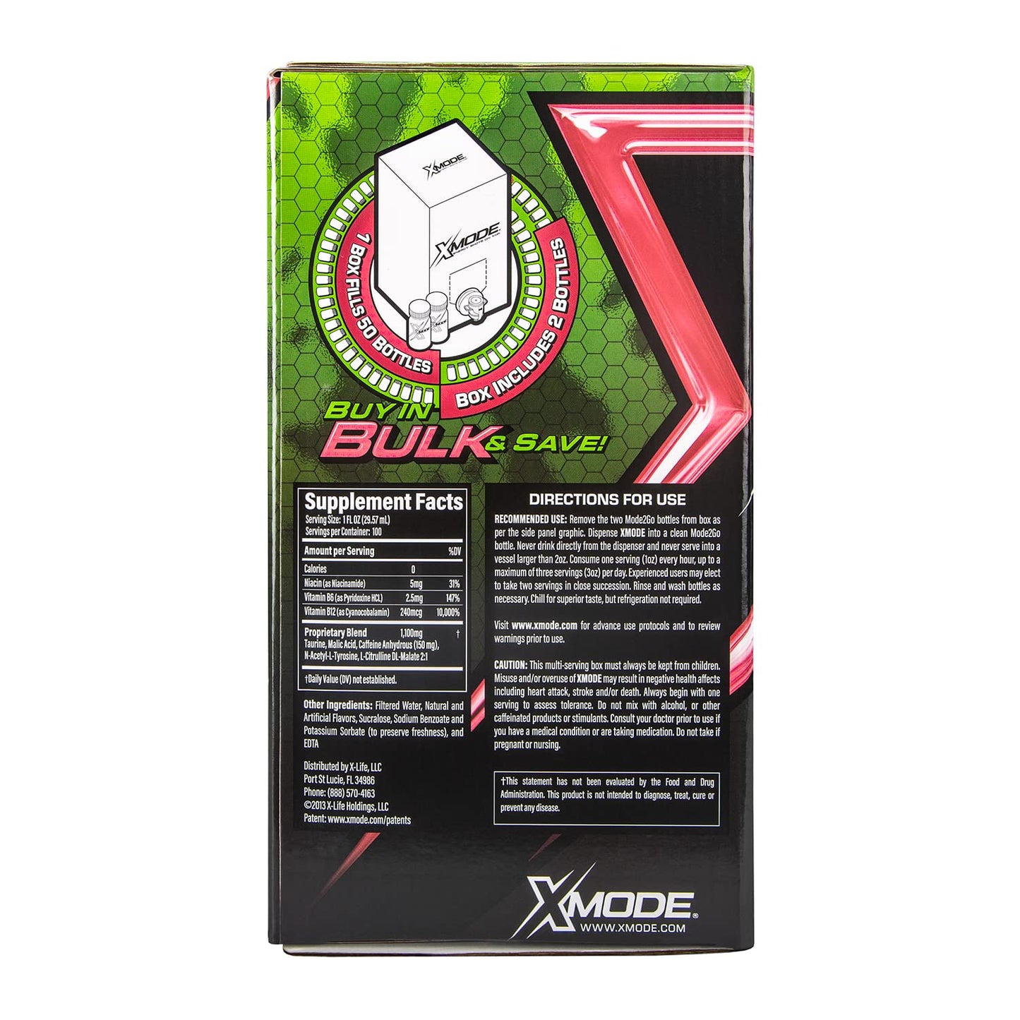 XMODE Energy Shots on Tap (Watermelon Slyce Flavor) – 100 Serving Dispenser with Refillable Bottles for On-Demand Energy at 150mg Caffeine Per Oz