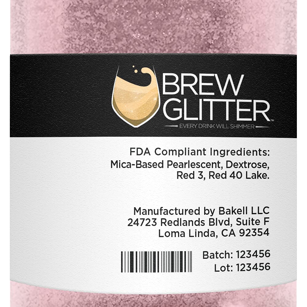Light Pink BREW GLITTER Edible Glitter For Drinks, Cocktails, Beer, Garnish Glitter & Beverages | KOSHER & HALAL Certified | 100% Edible & Food Grade | Vegan, Gluten, Nut Free (50g, Light Pink)