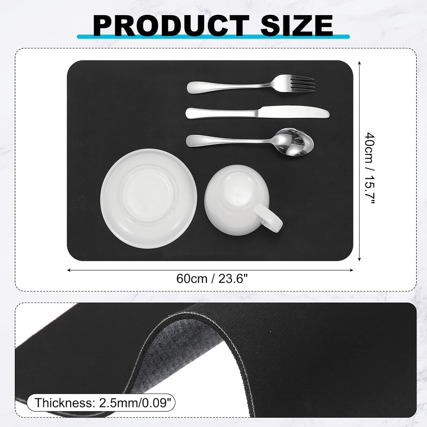 uxcell Silicone Mats for Kitchen Counter, 23.6" x 15.7" Non-Slip Countertop Protector Mat Heat Resistant Coffee Mat Waterproof Table Placemat, Black