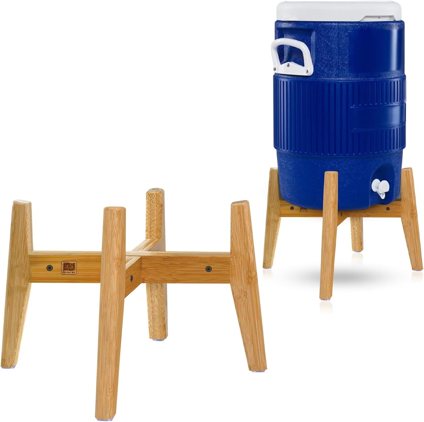 ZPirates 5 Gallon Water Dispenser Stand - Use to Hold Dispensers Jugs Bottles Jars and Ceramic Crocks, Holds 3 to 5-Gal Load, Adjustable - Bamboo Wood