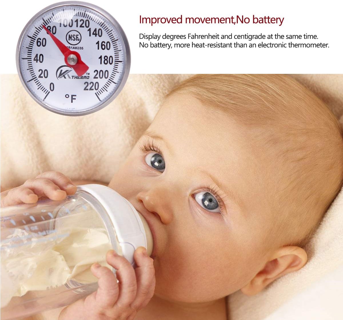 KT THERMO Instant Read 1-Inch Dial Thermometer,Best for The Coffee Drinks,Chocolate Milk Foam