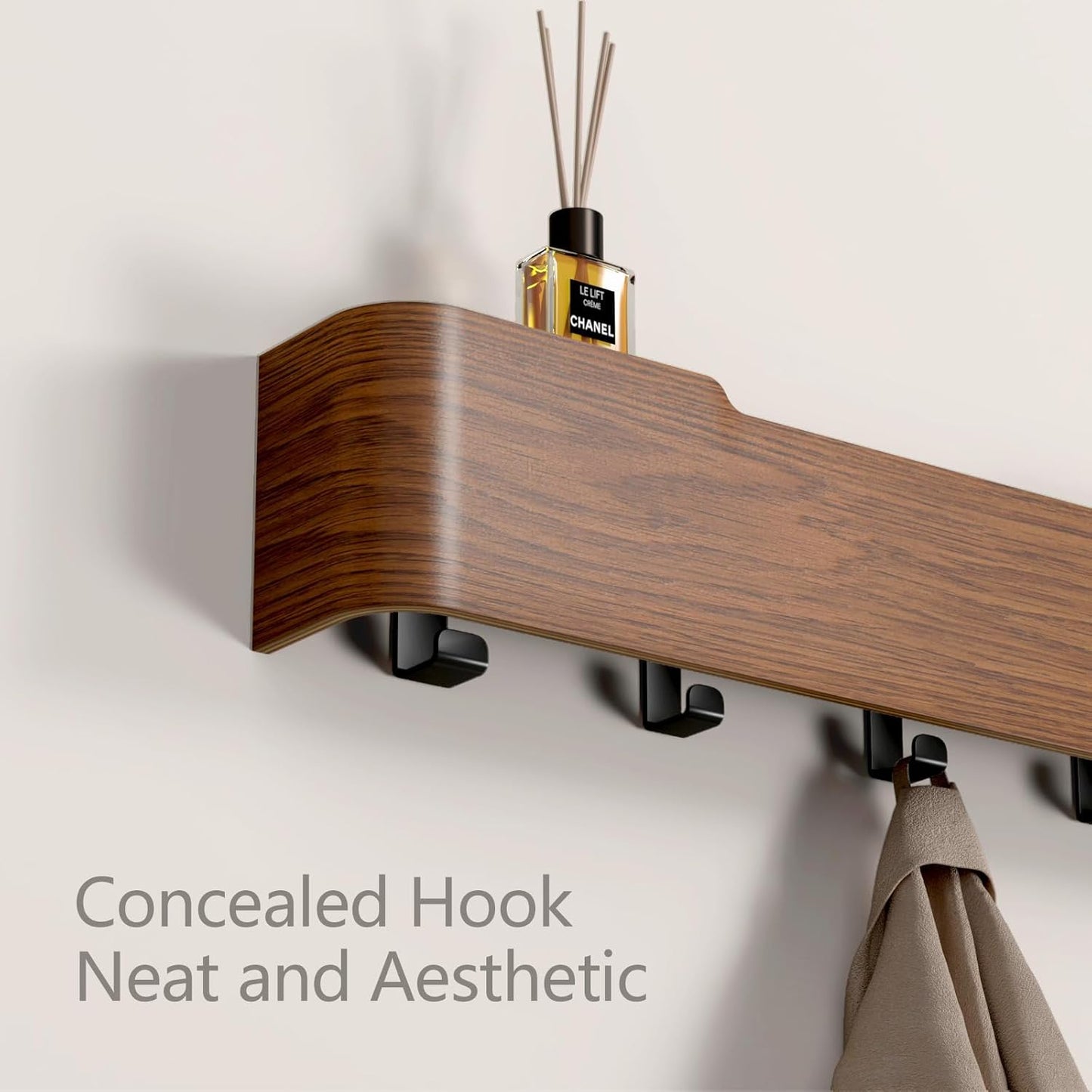 Coat Rack Wall Mount Entryway Organizer Modern Key Holder Wall Mount with Wooden Shelf Entryway Hooks for Bedroom Kitchen Hallway Bathroom for Hanging Coats Hats Bags Towels