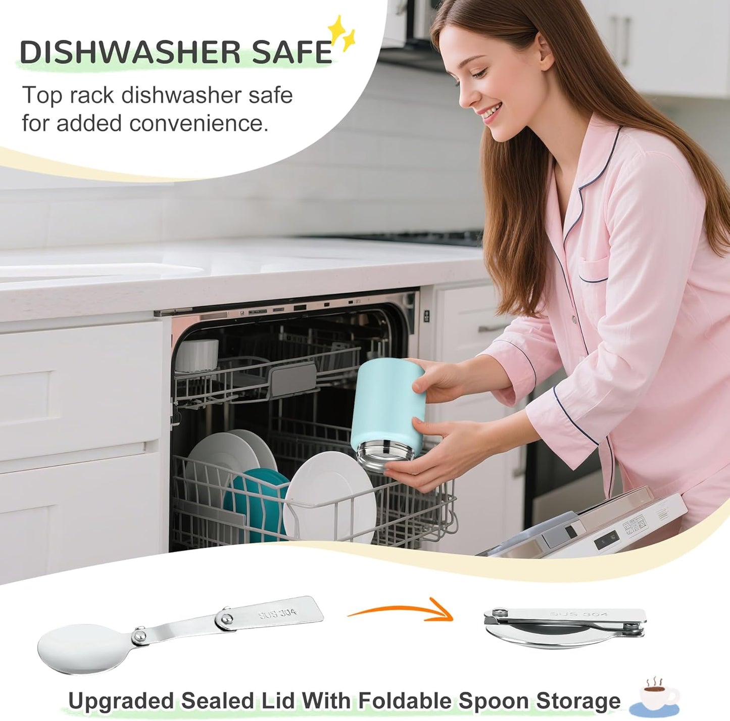 Soup Thermo for Hot Food Kids 16oz Insulated Food Jar Leakproof Thermo Lunch Container for Kids Wide-Mouth Stainless Steel Lunch Box for School with Handle Folding Spoon(3+)